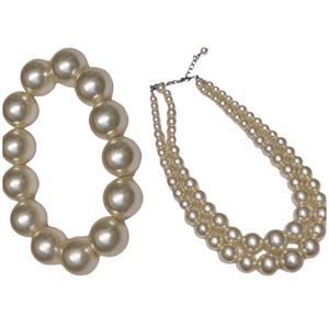 Faux pearl like necklace bracelet set shades of ivory white!